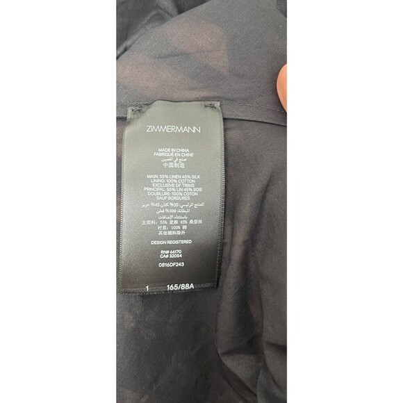 Zimmermann Pavilion V Neck Mini Dress in Black Multi Floral Linen Silk AU 1 US 6 - Picture 16 of 16